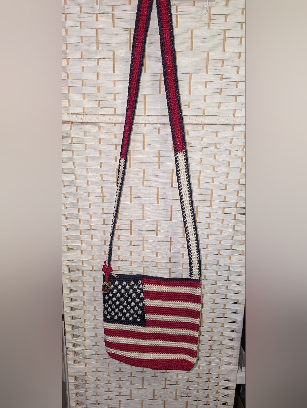 The SAK American Flag Crochet Cross Body NWOT